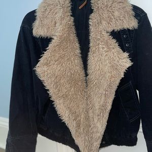 Free People Black furry Owens Jacket
